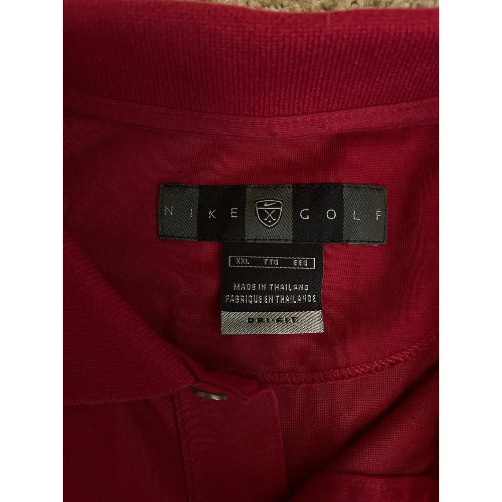 Y2K Nike Golf Men's Performance Polo XXL Red Dri-FIT Short Sleeve Golf Shirt